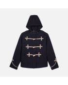 Caban court à capuche bleu marine