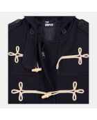 Caban court à capuche bleu marine