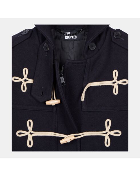 Caban court à capuche bleu marine