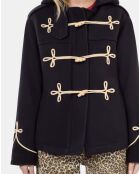 Caban court à capuche bleu marine