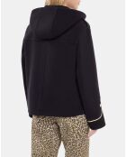 Caban court à capuche bleu marine