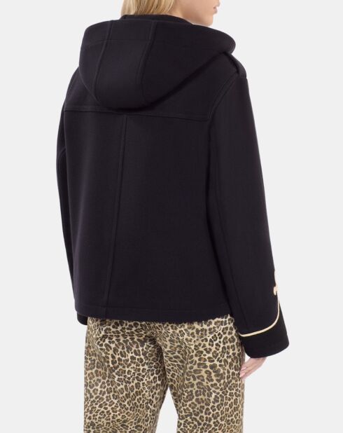 Caban court à capuche bleu marine