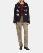 Caban court à capuche bleu marine