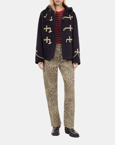 Caban court à capuche bleu marine