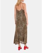 Robe nuisette longue en soie imprimé léopard