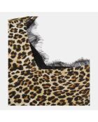 Robe nuisette longue en soie imprimé léopard