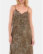 Robe nuisette longue en soie imprimé léopard