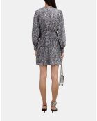 Robe courte argentée à sequins