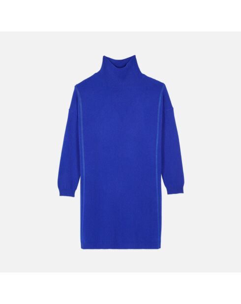 Robe pull courte en cachemire bleue électrique