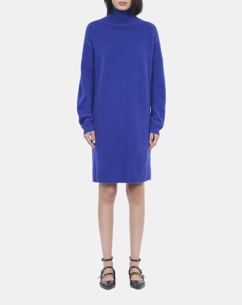 Robe pull courte en cachemire bleue électrique