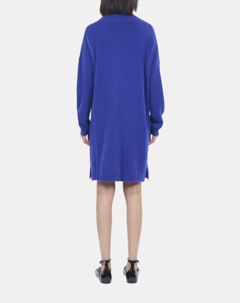 Robe pull courte en cachemire bleue électrique