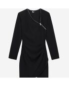 Robe courte en crêpe avec zip noire
