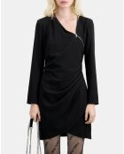 Robe courte en crêpe avec zip noire