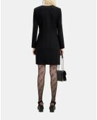 Robe courte en crêpe avec zip noire