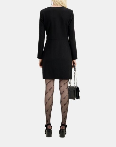 Robe courte en crêpe avec zip noire