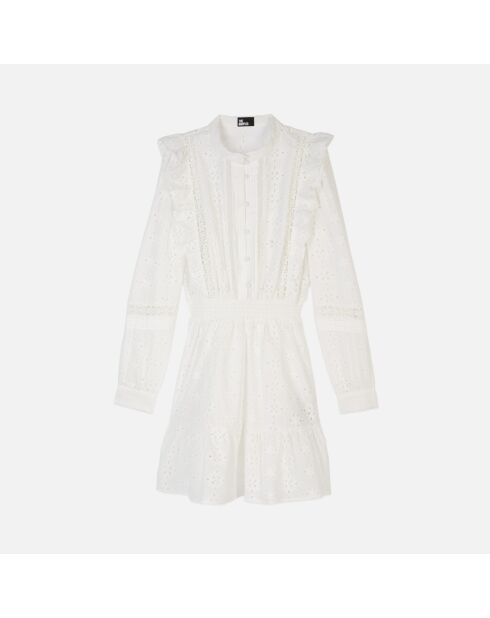 Robe courte en broderie anglaise blanche