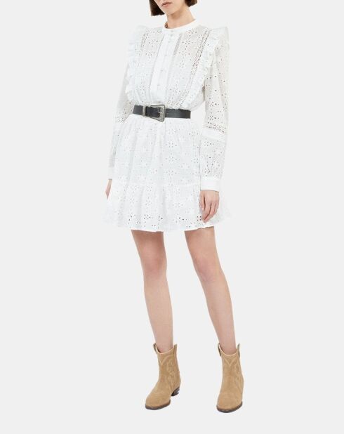 Robe courte en broderie anglaise blanche