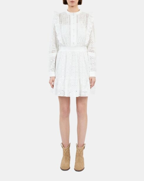 Robe courte en broderie anglaise blanche