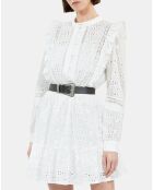 Robe courte en broderie anglaise blanche