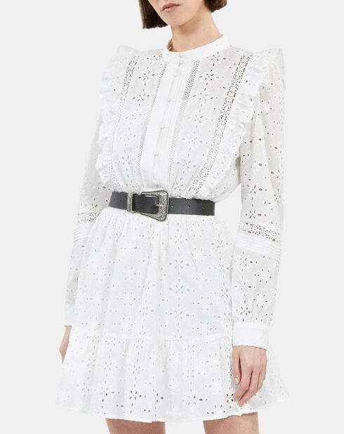 Robe courte en broderie anglaise blanche