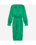 Robe verte mi-longue à fleurs