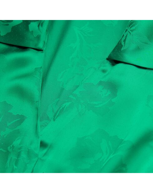 Robe verte mi-longue à fleurs