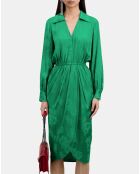 Robe verte mi-longue à fleurs