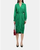 Robe verte mi-longue à fleurs