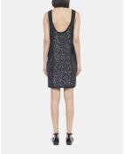 Robe courte à sequins en maille noire