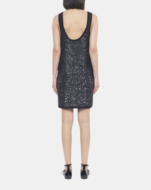 Robe courte à sequins en maille noire