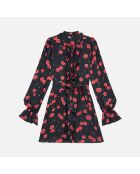 Robe courte avec imprimé cerise noire et rouge