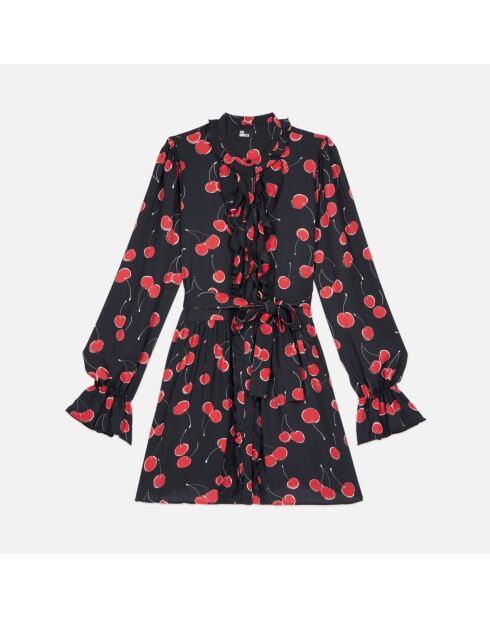 Robe courte avec imprimé cerise noire et rouge