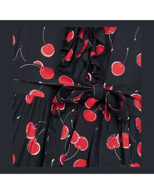 Robe courte avec imprimé cerise noire et rouge