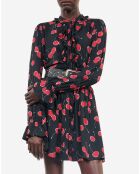 Robe courte avec imprimé cerise noire et rouge