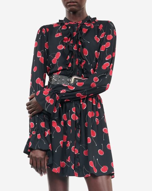 Robe courte avec imprimé cerise noire et rouge