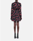 Robe courte avec imprimé cerise noire et rouge