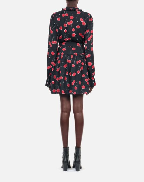 Robe courte avec imprimé cerise noire et rouge