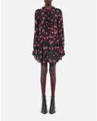 Robe courte avec imprimé cerise noire et rouge