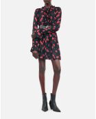 Robe courte avec imprimé cerise noire et rouge