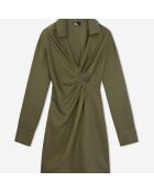 Robe courte avec drapé kaki