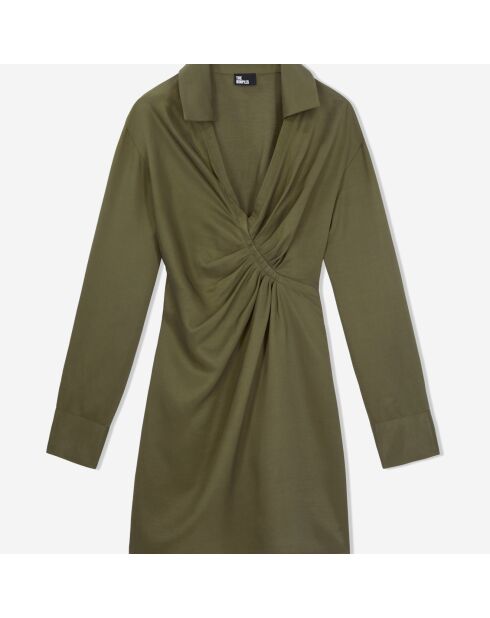 Robe courte avec drapé kaki