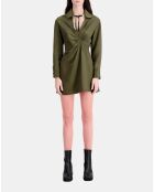 Robe courte avec drapé kaki