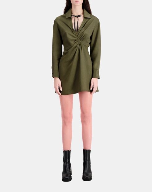 Robe courte avec drapé kaki