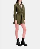 Robe courte avec drapé kaki