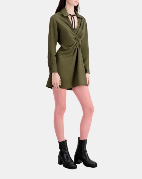 Robe courte avec drapé kaki