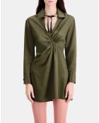 Robe courte avec drapé kaki