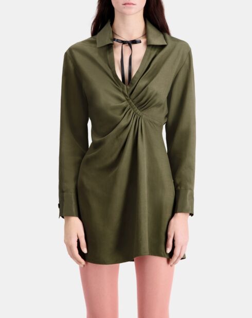 Robe courte avec drapé kaki