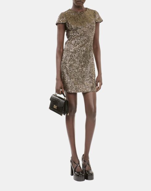 Robe courte à sequins dorée