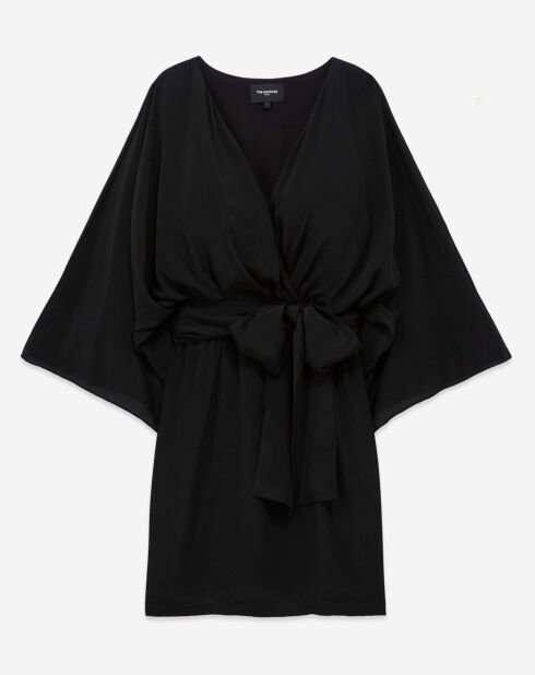 Robe courte kimono ceinturée noire