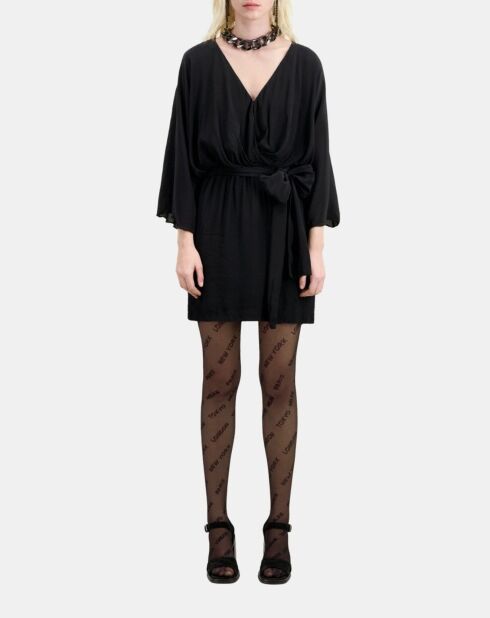 Robe courte kimono ceinturée noire